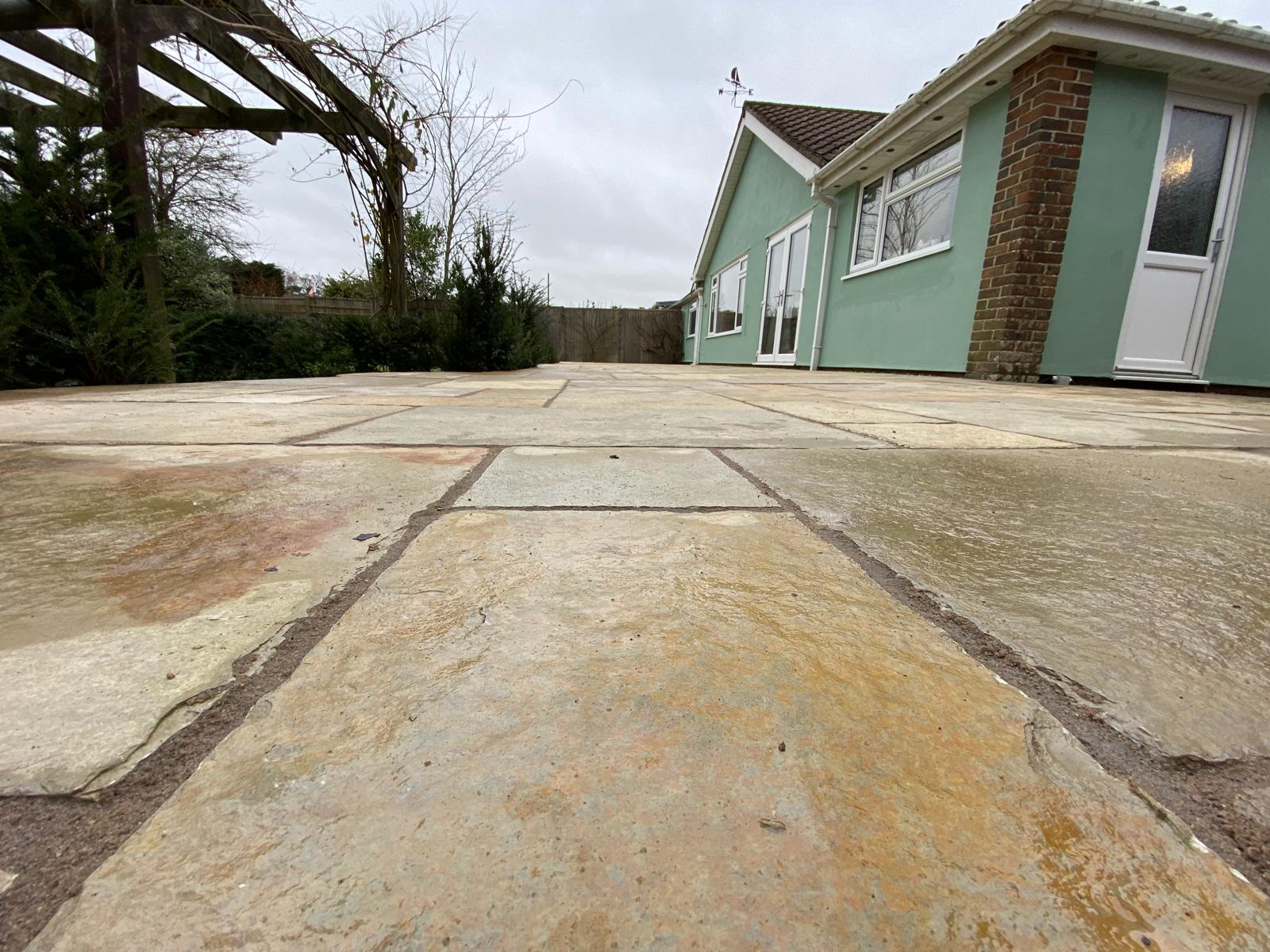 Large slab garden patio install Large slab garden patio install